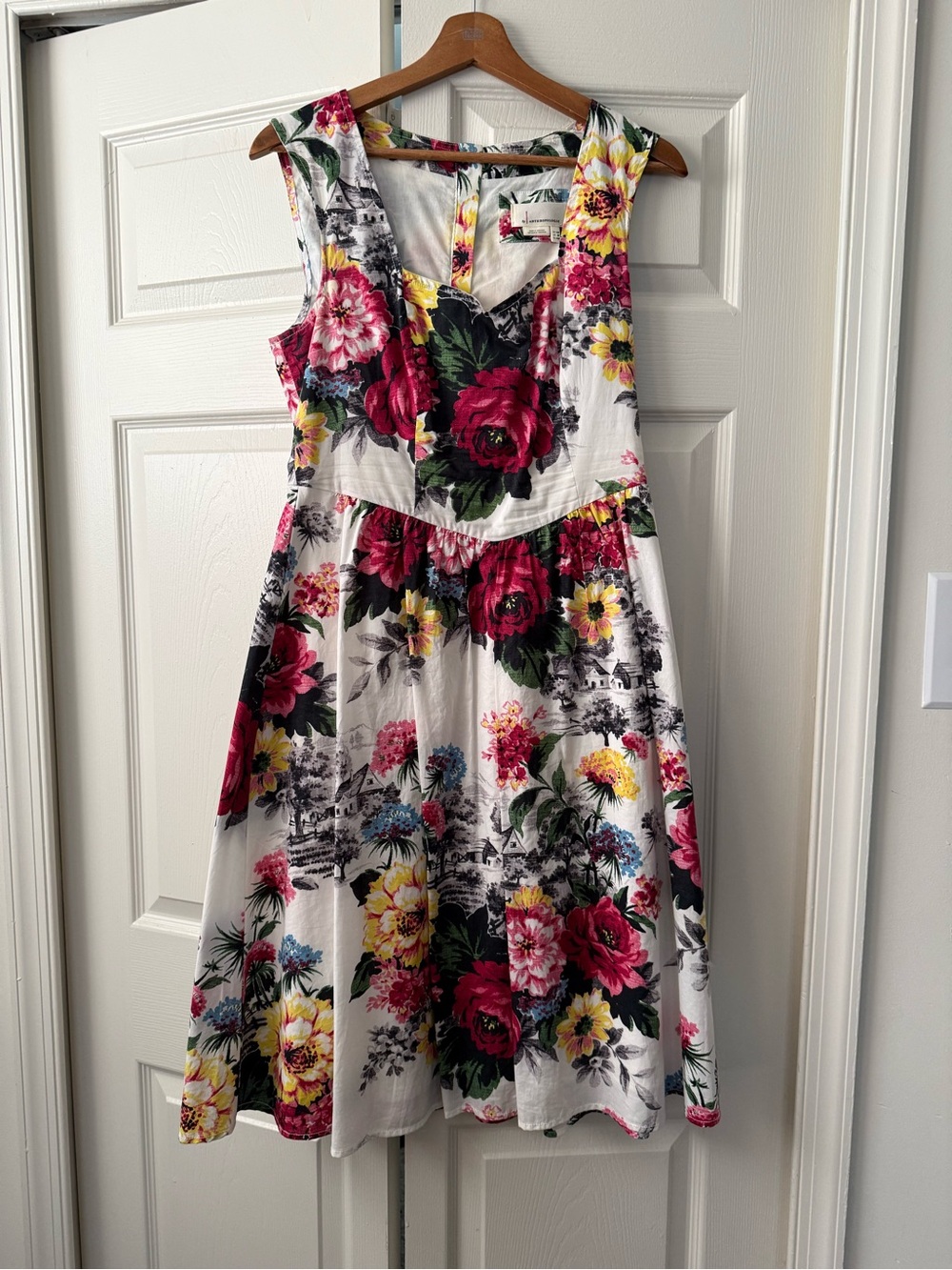 Anthropologie Floral Dress with Pink, Yellow & Green Print